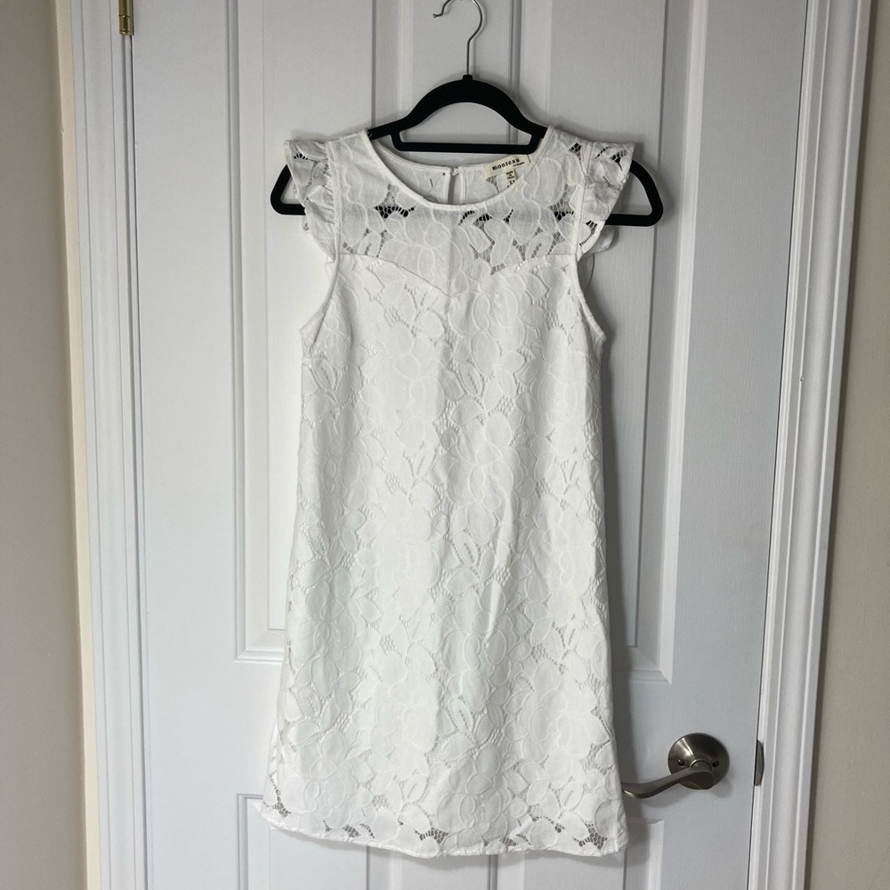 Monteau White Lace Shift Dress